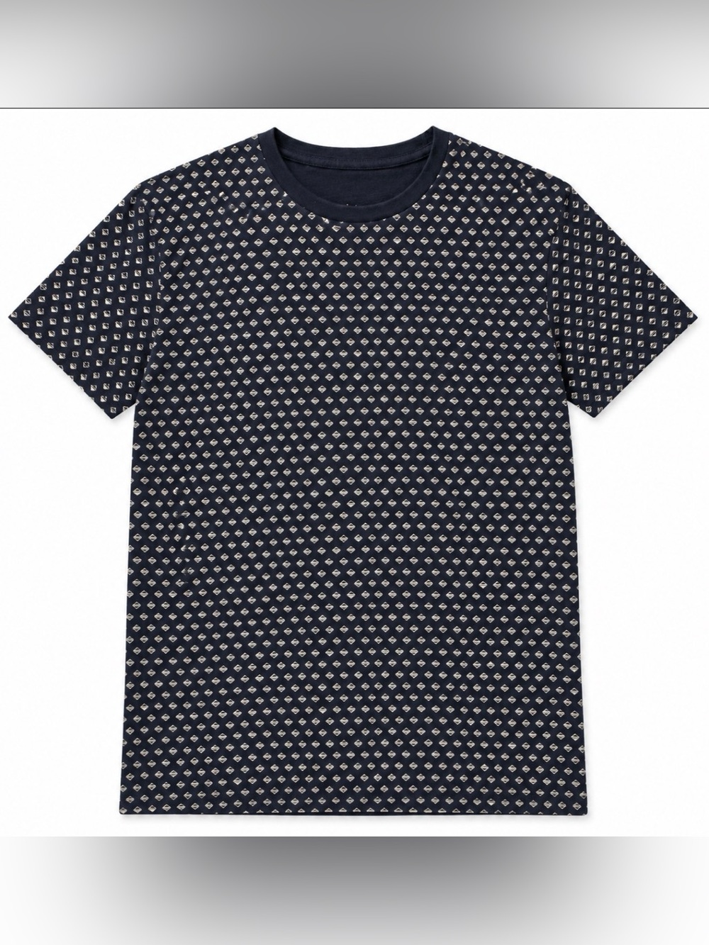 Goodfellow & Co Navy Short Sleeve Crewneck with Micro Diamond Print